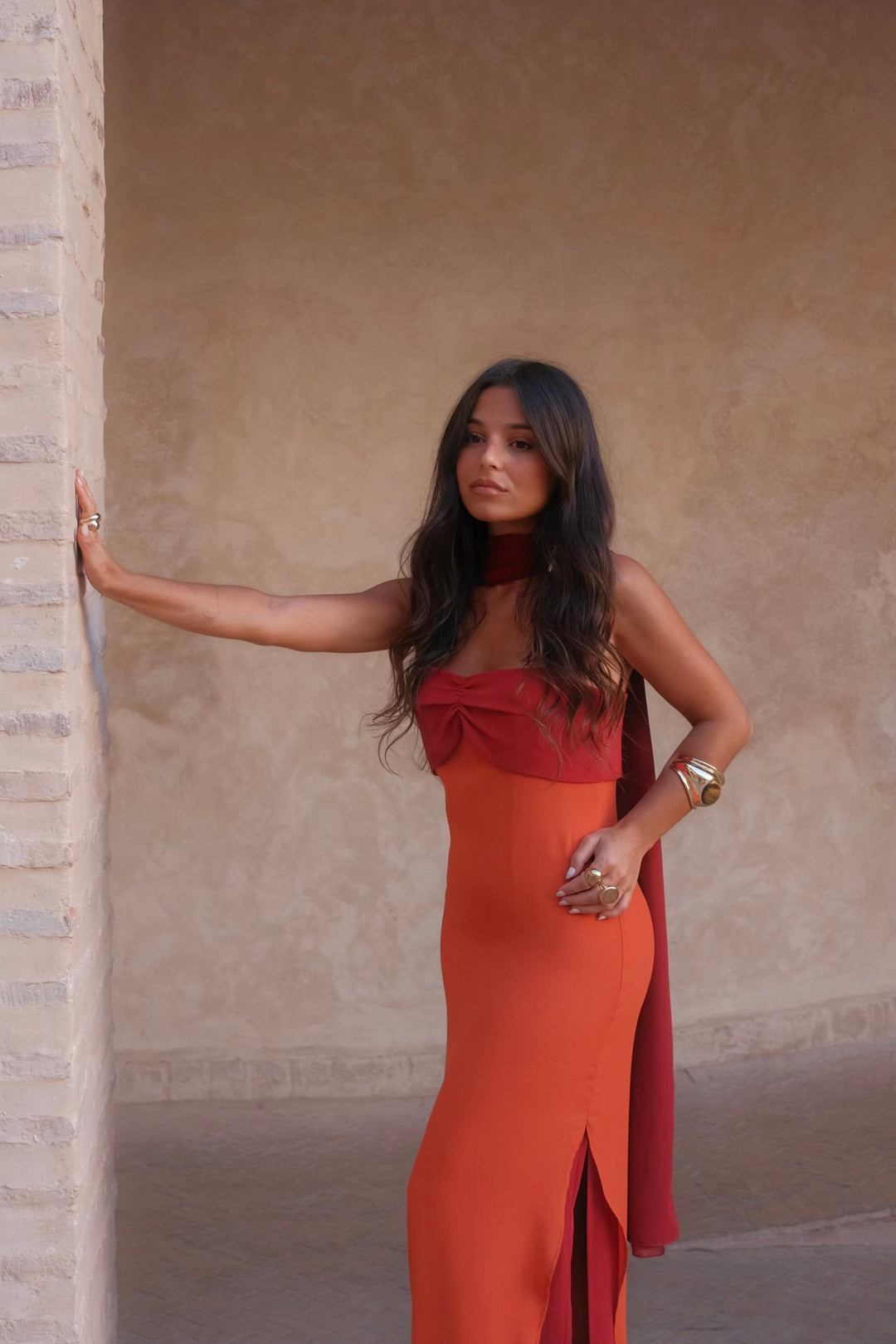 Zahara Dress in Orange and Red - Shipping/Envio 19/06 to 26/06