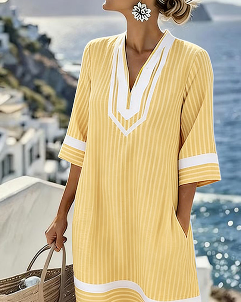 Klara | Vestido ligero a rayas con escote en V