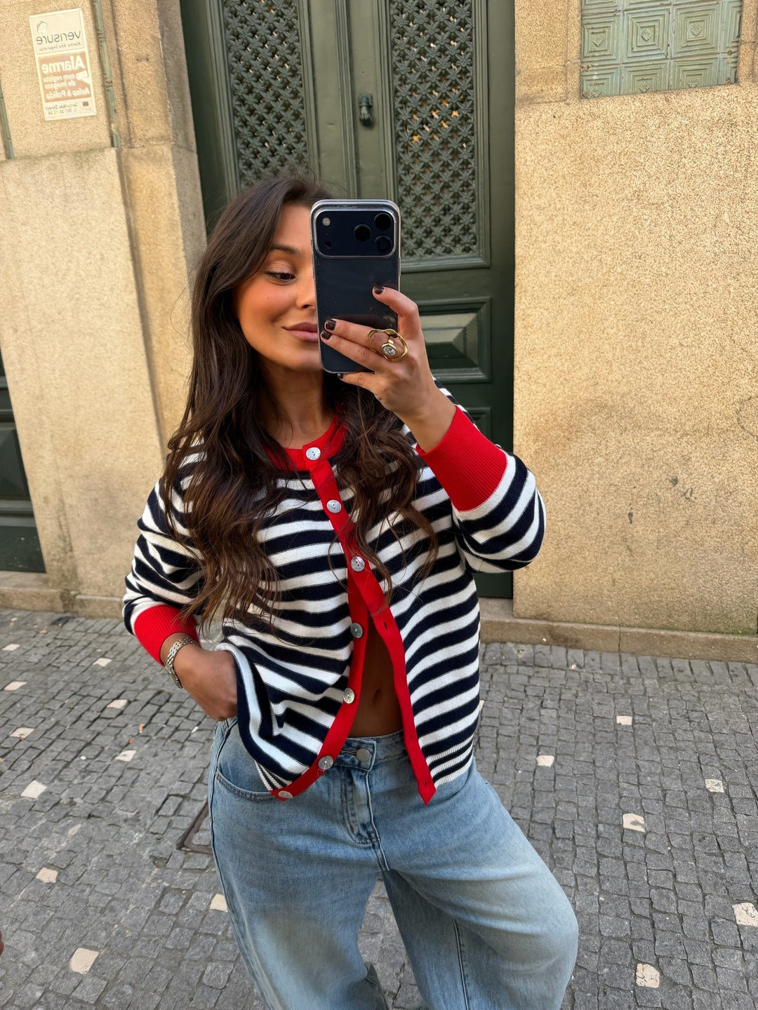 Carol Cardigan With Red Details