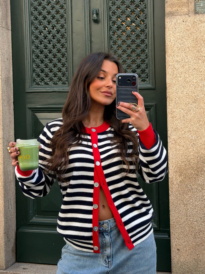 Carol Cardigan With Red Details