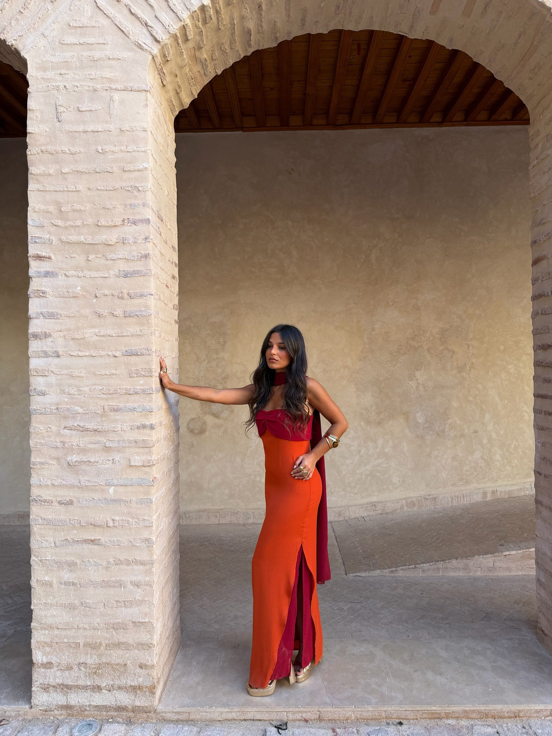 Zahara Dress in Orange and Red - Shipping/Envio 19/06 to 26/06