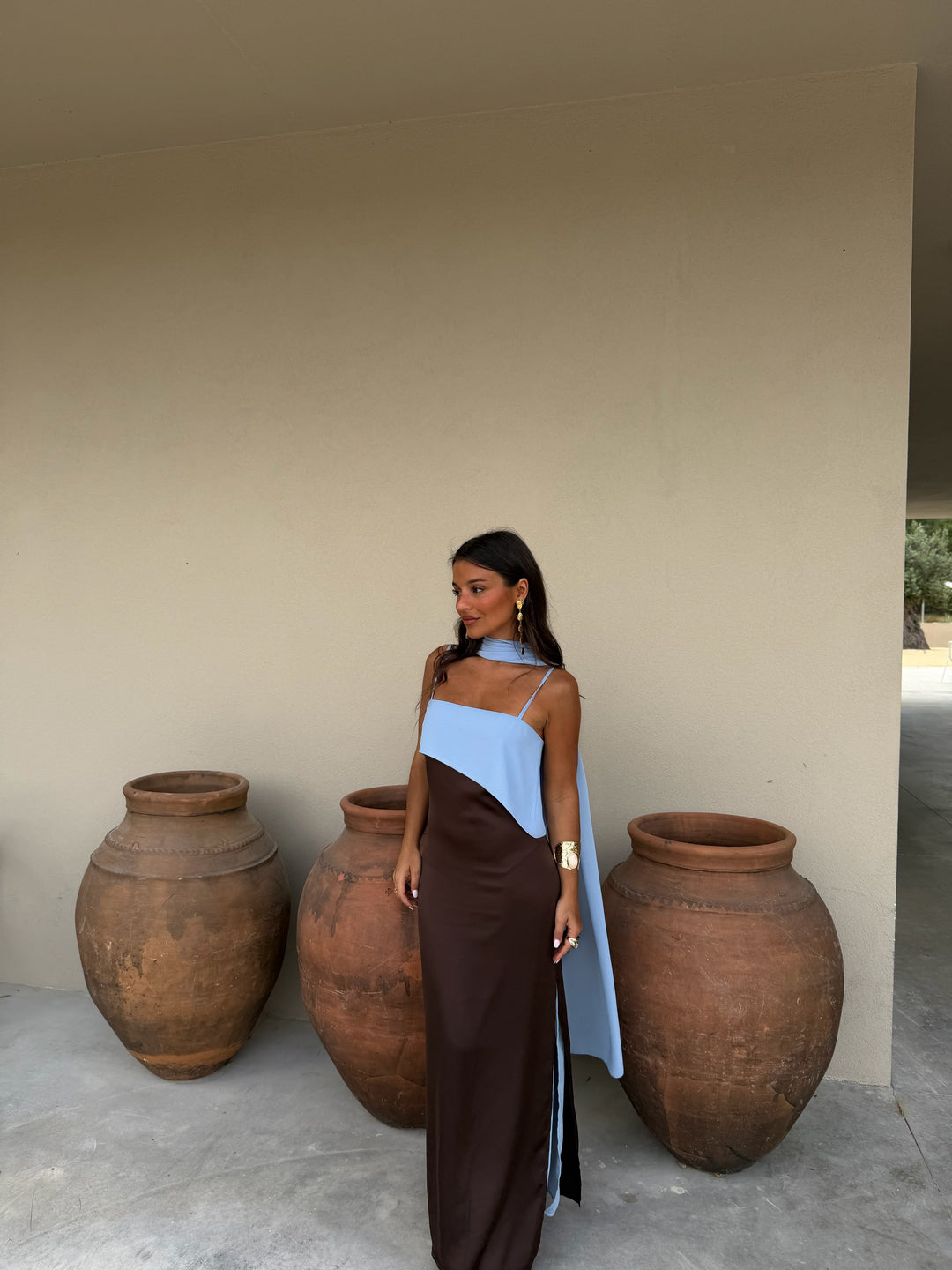 Joanna Dress In Brown and Blue - Shipping/Envio 22/06 to 26/06