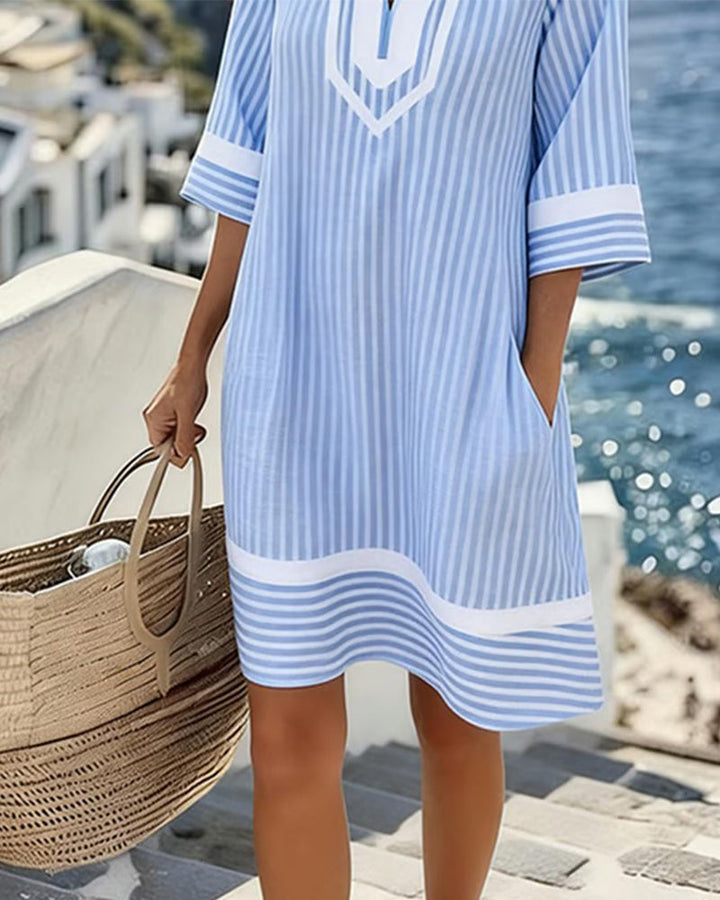Klara | Vestido ligero a rayas con escote en V