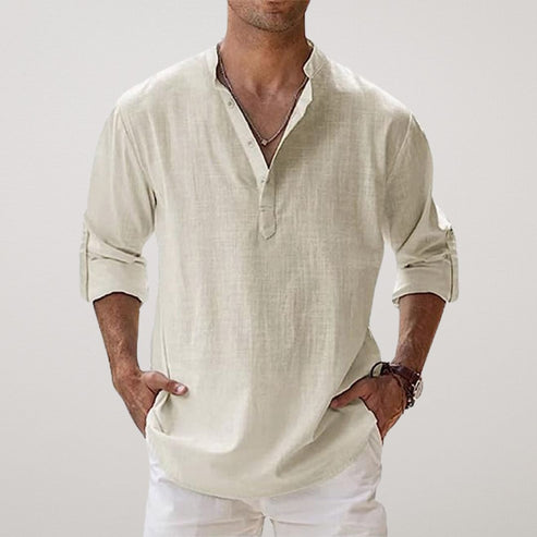 Camisa de lino Capri de verano: comodidad ligera y aireada para días soleados