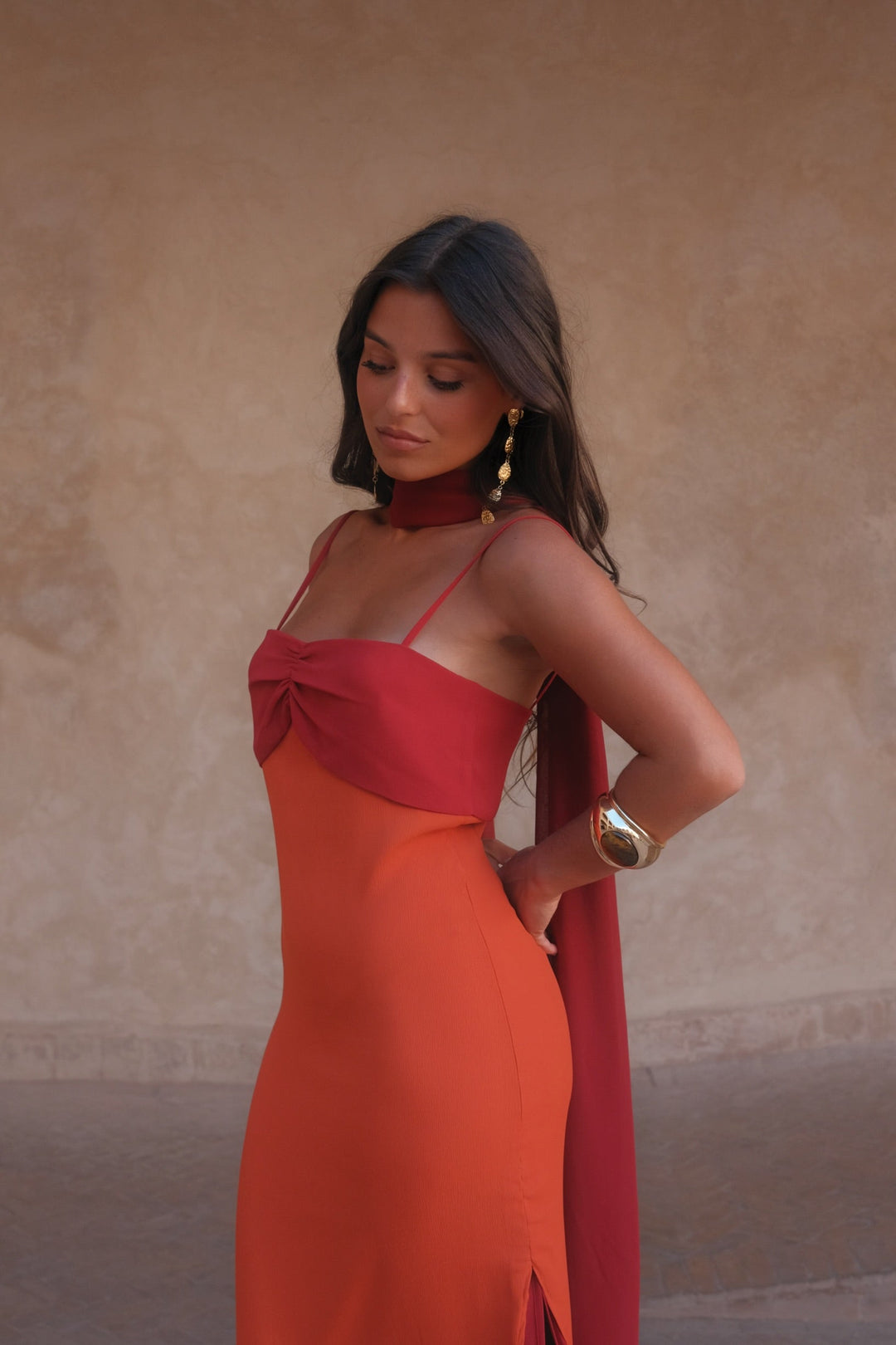 Zahara Dress in Orange and Red - Shipping/Envio 19/06 to 26/06
