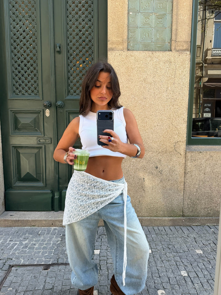 Lace Wrap Skirt in White