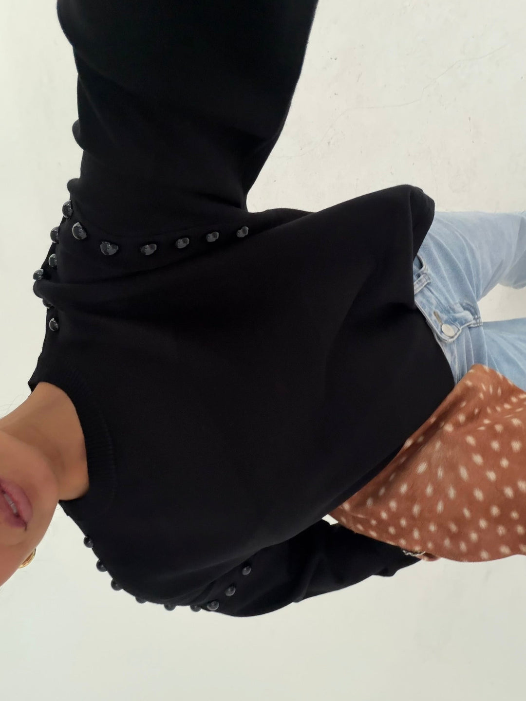 Sweater With Side Studs in Black