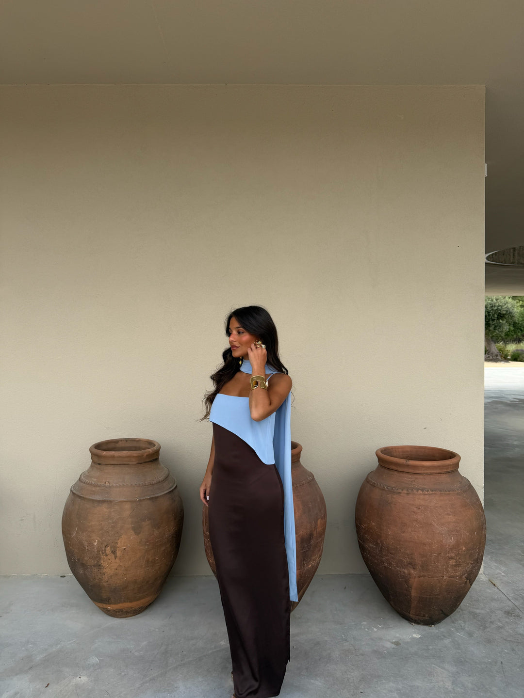 Joanna Dress In Brown and Blue - Shipping/Envio 22/06 to 26/06