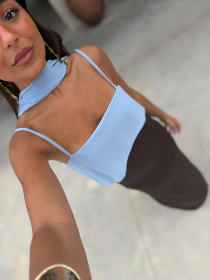 Joanna Dress In Brown and Blue - Shipping/Envio 22/06 to 26/06