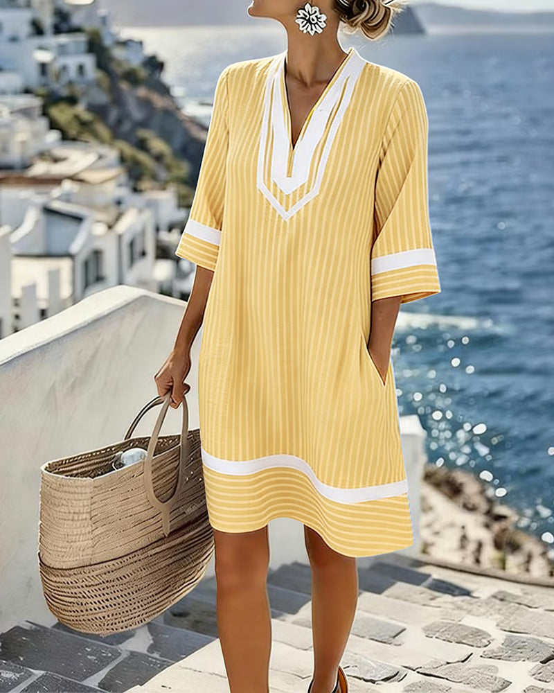 Klara | Vestido ligero a rayas con escote en V