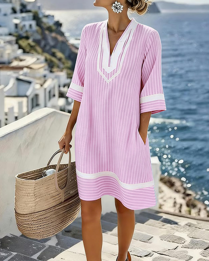 Klara | Vestido ligero a rayas con escote en V