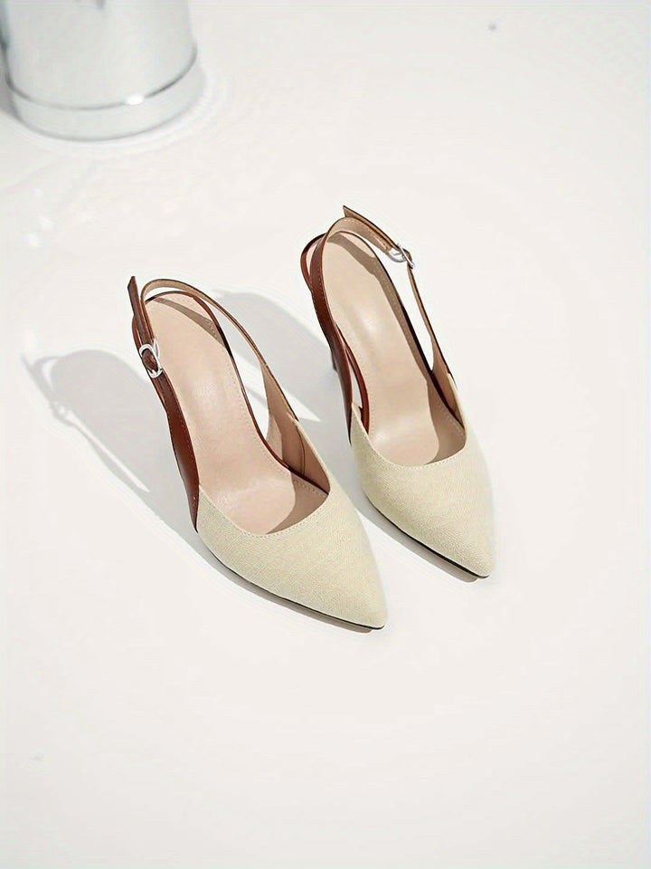 Amelia | Zapatos de tacón con talón abierto y detalles en contraste